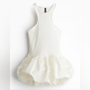 H&M Divided Cream Sleeveless Bubble-hem Dress Small